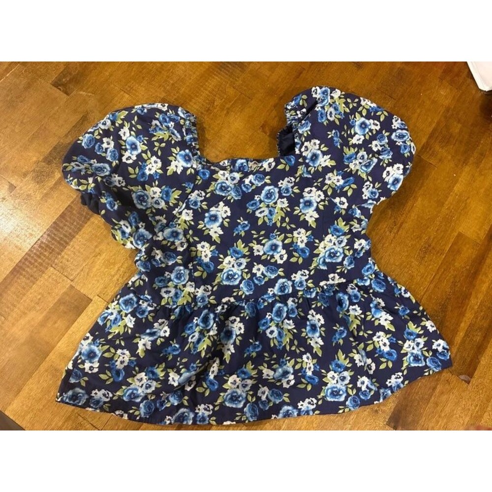 Girls Blue Floral Shirt